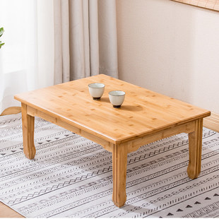 楠竹炕桌实木飘窗桌榻榻米桌子正方形地桌茶几床上小方桌矮桌