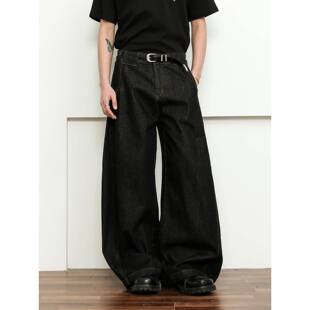 Flyoff美国覆古牛仔弯刀牛仔裤男士的利基阔腿及地休闲宽松的镰刀