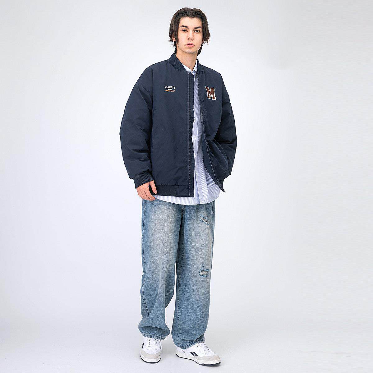 春季新品休 闲宽AJ24001松夹衣克外日套男 系工装棒球服刺绣保暖