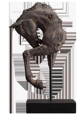 美式风格仿古将军马头摆饰家居软装饰品树脂摆件客厅玄关书房摆设