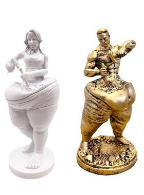 瑜伽馆创意礼品减肥廋身女神肌肉男神摆件美容院健身馆前台摆件