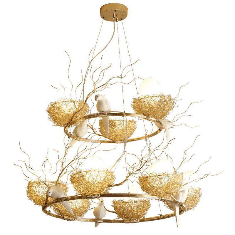 吊灯客厅卧室吧台玻璃编织鸟巢led灯铝线艺术餐厅鸟窝北欧风,家装灯饰光源,智能吊灯,淘宝优惠券,粉丝福利购,淘宝优惠卷