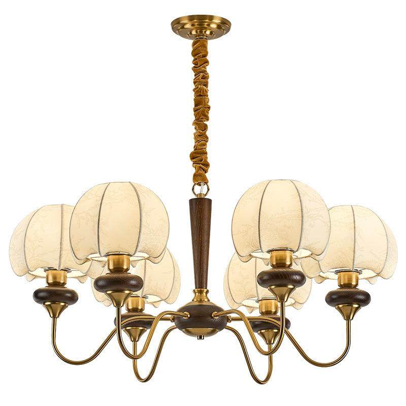 法式中古客厅吊灯布艺花纹卧室灯美式复古餐厅灯南洋风胡桃木灯,家装灯饰光源,智能吊灯,淘宝优惠券,粉丝福利购,淘宝优惠卷