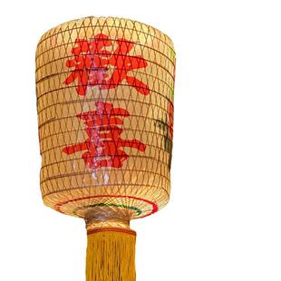 仿古竹编潮汕油纸灯笼中式户外装饰竹条餐饮喜字市井风火锅店吊灯