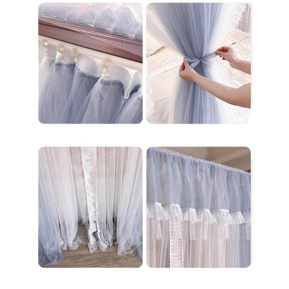 u型导轨蚊帐家用卧室2025新款免安装加粗加厚支架公主风落地纹账