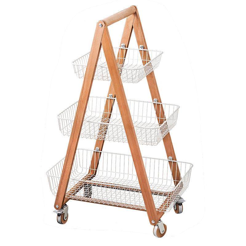 家用小推车客厅可移动储物零食架收纳置物架实木多层收纳架整理架