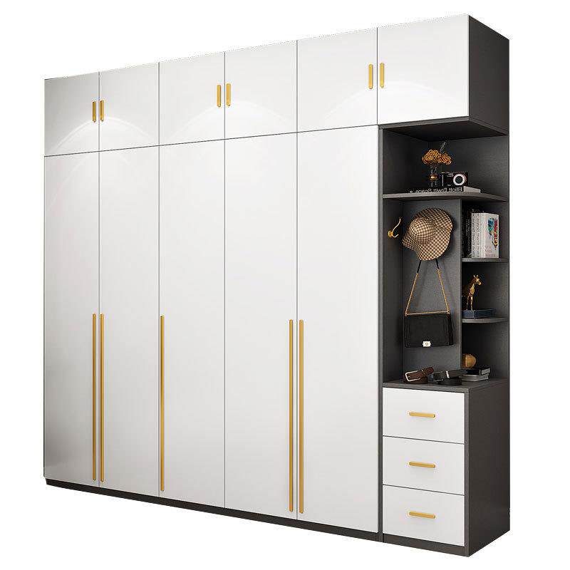 实木衣柜卧室带镜妆台书桌多层生态板平开四门组合大衣橱轻奢柜子