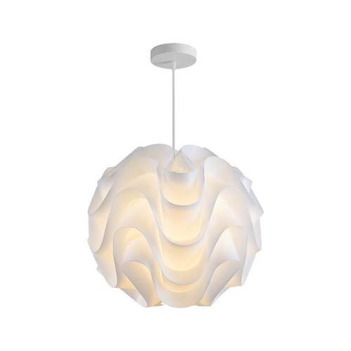 奶油风中式现代简约客厅餐厅吊灯个性艺术白色波浪圆球形卧室吊灯