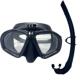 护目镜潜水用品浮潜二宝潜水镜套装 钢化玻璃硅胶潜水镜