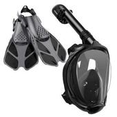 爆款 浮潜面罩游泳脚蹼浮潜套装 成人款 潜水面罩防水防雾全干式