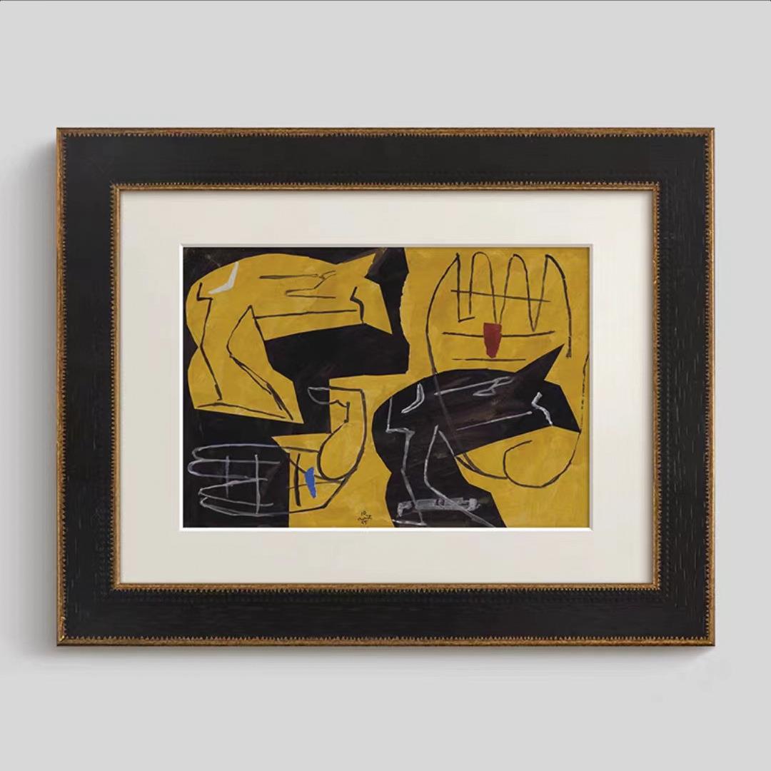 法复古老钱中HY-376风抽象艺术饰装画北欧古风客厅玄关斗柜书式房