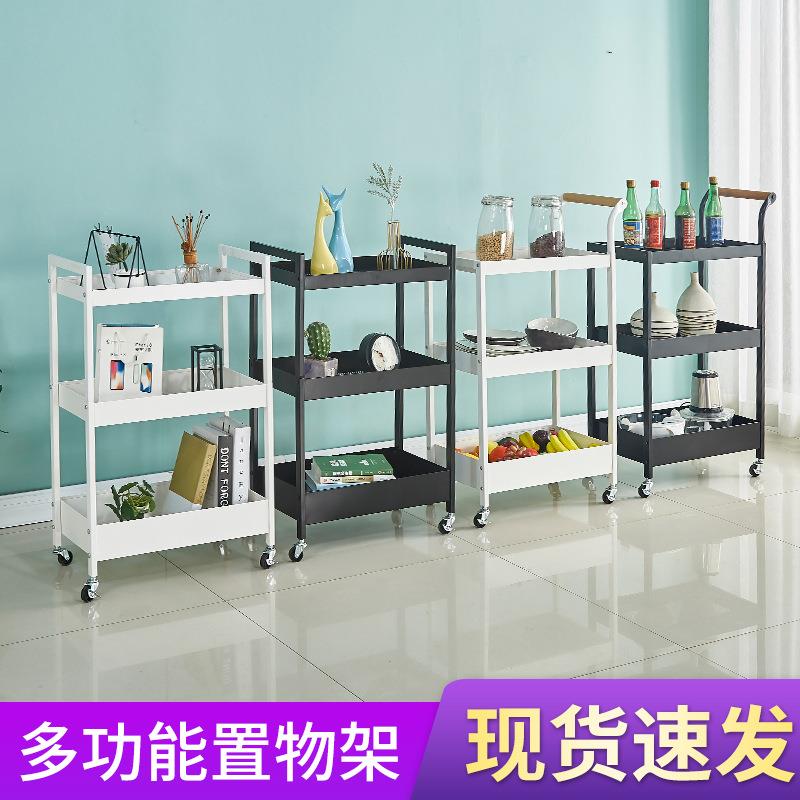 带把手小推车置物架厨房收纳架客厅美容院理发廊美甲工具车可移动