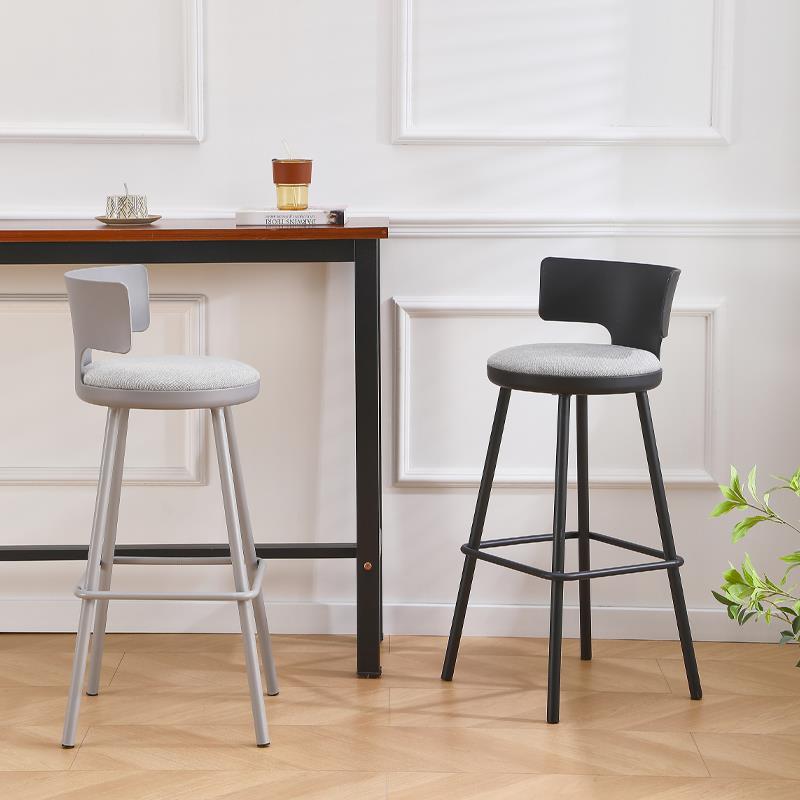 芃凡特北欧高脚凳酒吧椅前台吧台椅子凳子软包靠背家用吧台高脚椅