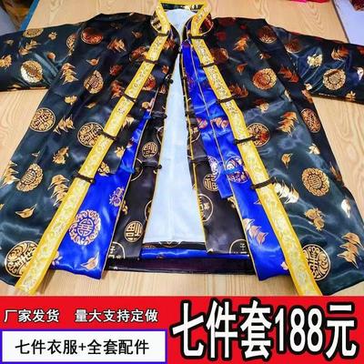 冲喜烫金死人穿的衣服送老衣殡葬白事全套用品男士唐装寿衣七件套