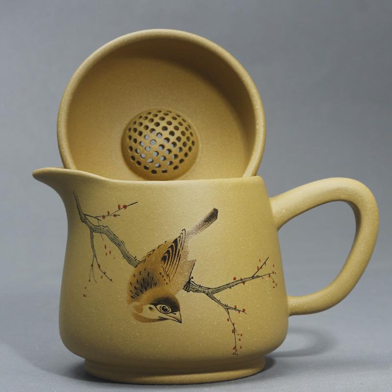 宜兴紫砂公道杯大号分茶器茶漏过滤滤茶器黄金段泥功夫茶具公杯套