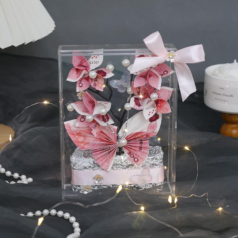 diy手工自制发财树蝴蝶相框花艺材料包送女友闺蜜情人节生日礼物