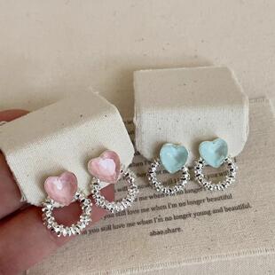 碎银几两爱心耳环韩系简约冷淡风耳钉小众百搭高级感耳饰