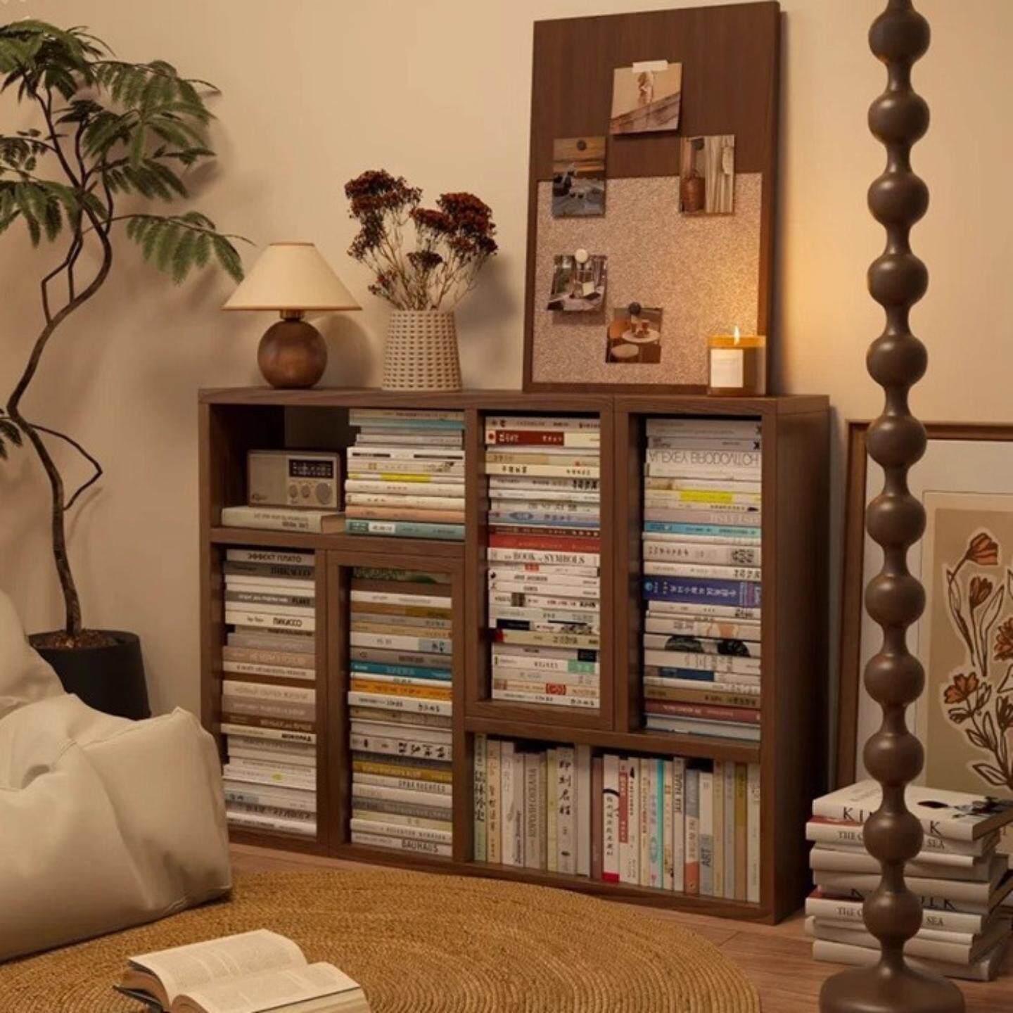 实木书柜置物架落地自由组合书柜客厅幼儿园隔断收纳柜靠墙储物柜