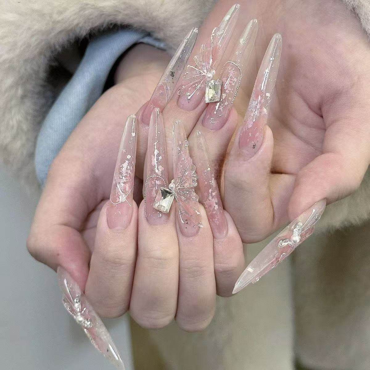 纯手工儿童穿戴甲女童美甲纯手工定制穿戴指甲美甲粉色长款可拆卸,彩妆/香水/美妆工具,美甲工具,淘宝优惠券,粉丝福利购,淘宝优惠卷