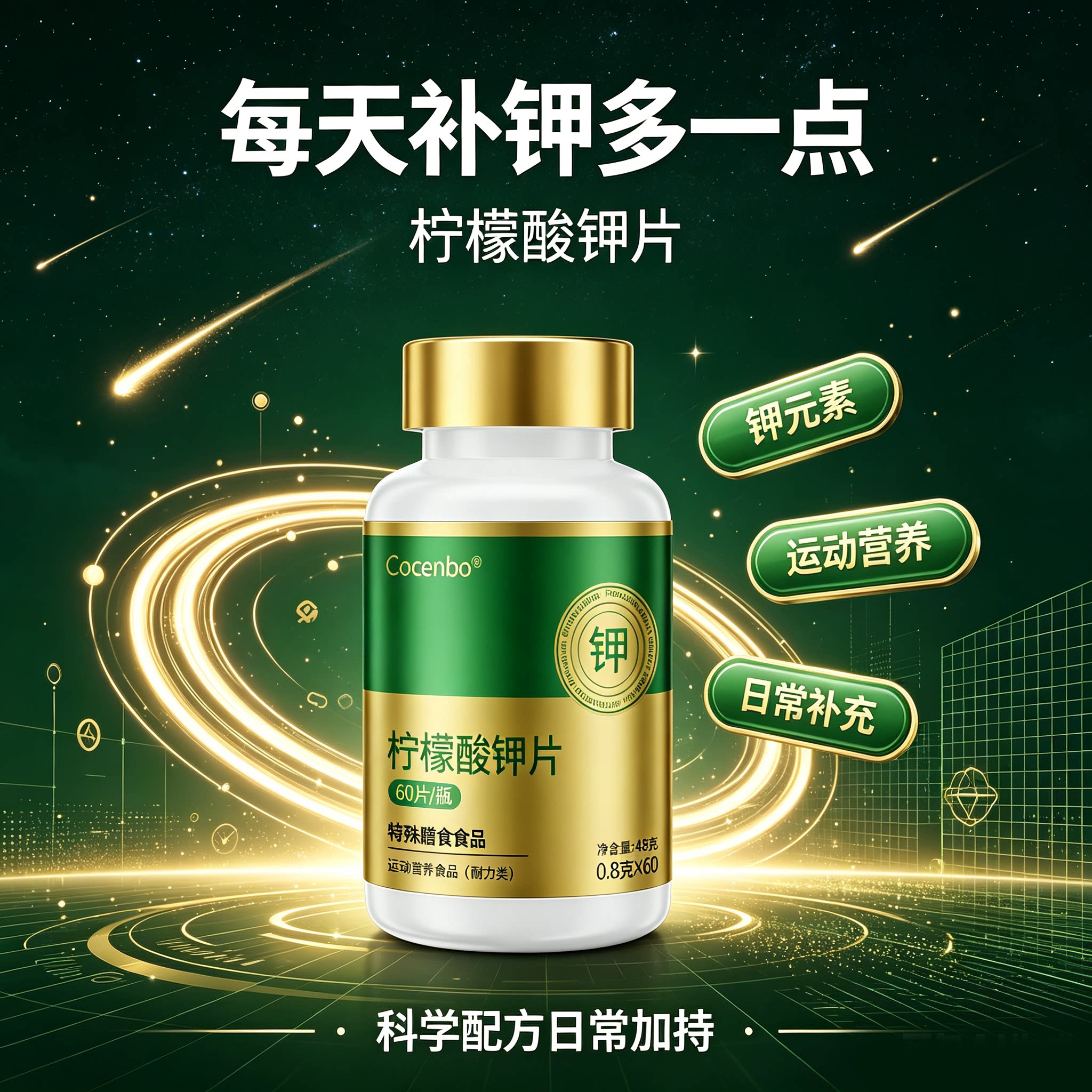 COCENBO柠檬酸钾元素钾镁补充剂非柠檬酸镁氧化镁生酮镁钾胶囊图片