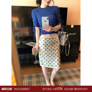 蕾丝亮片波点半身裙女早秋新款 包臀a字中长裙显瘦裙子 法式 吴太甜