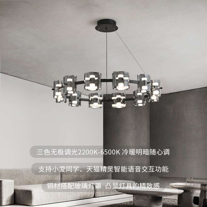 供货全铜意式极简玻璃客厅吊灯现代简约圆形卧室书房餐厅别墅灯具