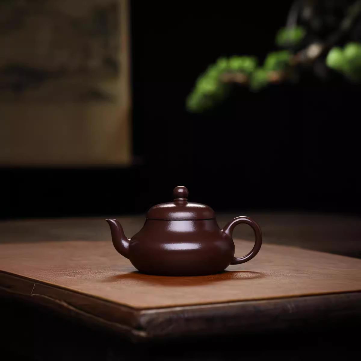 宜兴紫砂壶手工原矿老紫泥矮思婷小容量家用泡茶壶思亭小