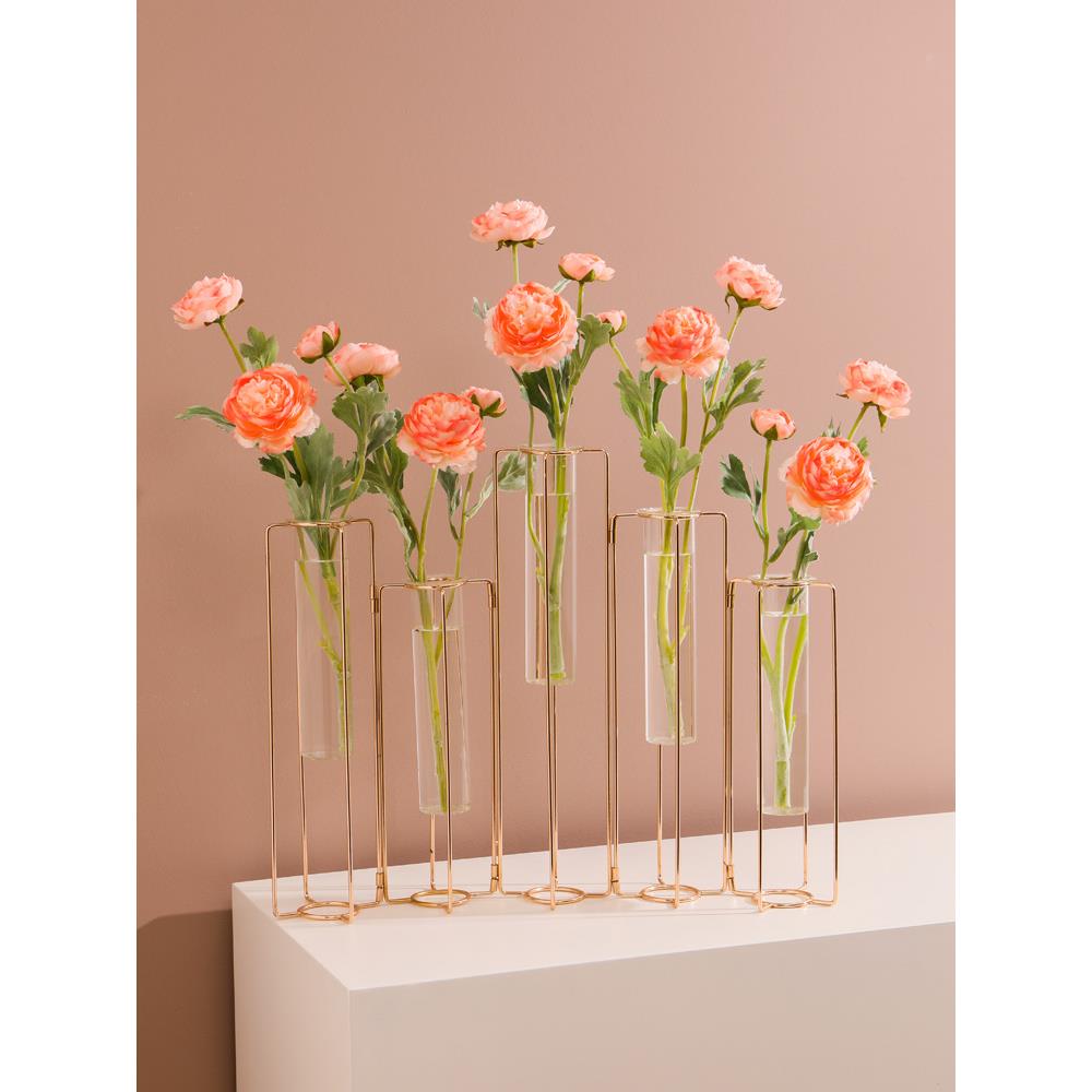 创意小清新试管五连水培花瓶摆件网红北欧客厅餐厅鲜花玫瑰插花