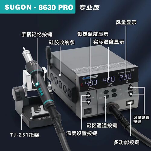 SUGON8650热风枪1300w大风力维修主板飞线CPU拆焊台速工风枪