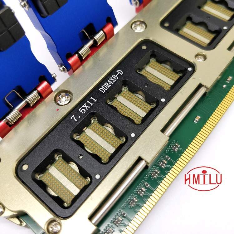 HMILU设计IC测试座导电胶材质一拖八内存条夹具 DDR4测试治具