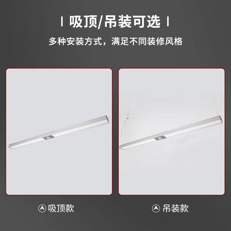 人体感应车库灯微波雷达感应灯管地下停车场线条灯方通红外车库灯