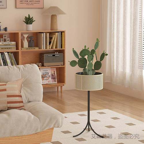 仿编藤三脚架室内铁艺盆阳台落地架金属北欧绿萝户外花架盆器绿植