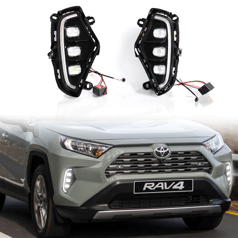 适用于20-25款丰田RAV4专用日行灯荣放前雾灯框改装LED日间行车灯