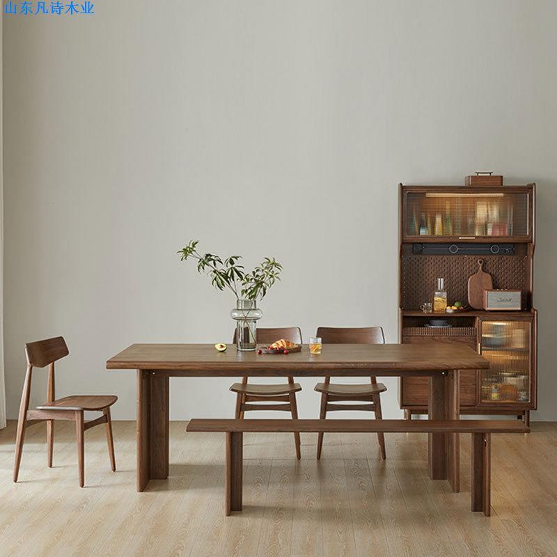 黑胡桃木实木餐桌客厅家用榫卯大长书桌长方形工作台办公桌茶桌子