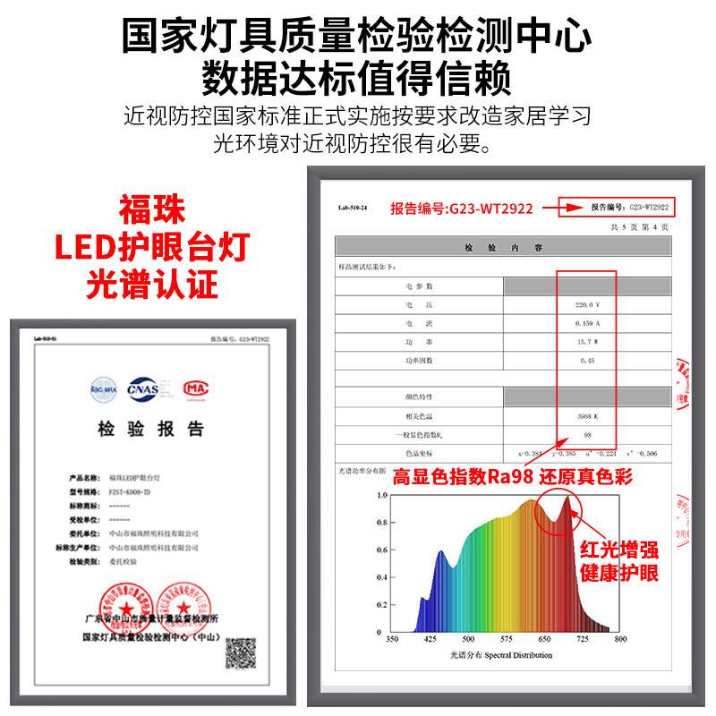 全光谱护眼台灯ra98高显指国AA级RG0防蓝光红光增益哺光学习台灯