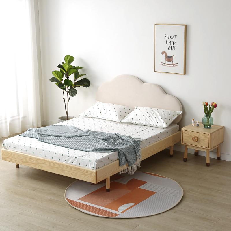 全实木儿童卡通单人双人床轻奢型白蜡木原木现代简约式女孩公主床