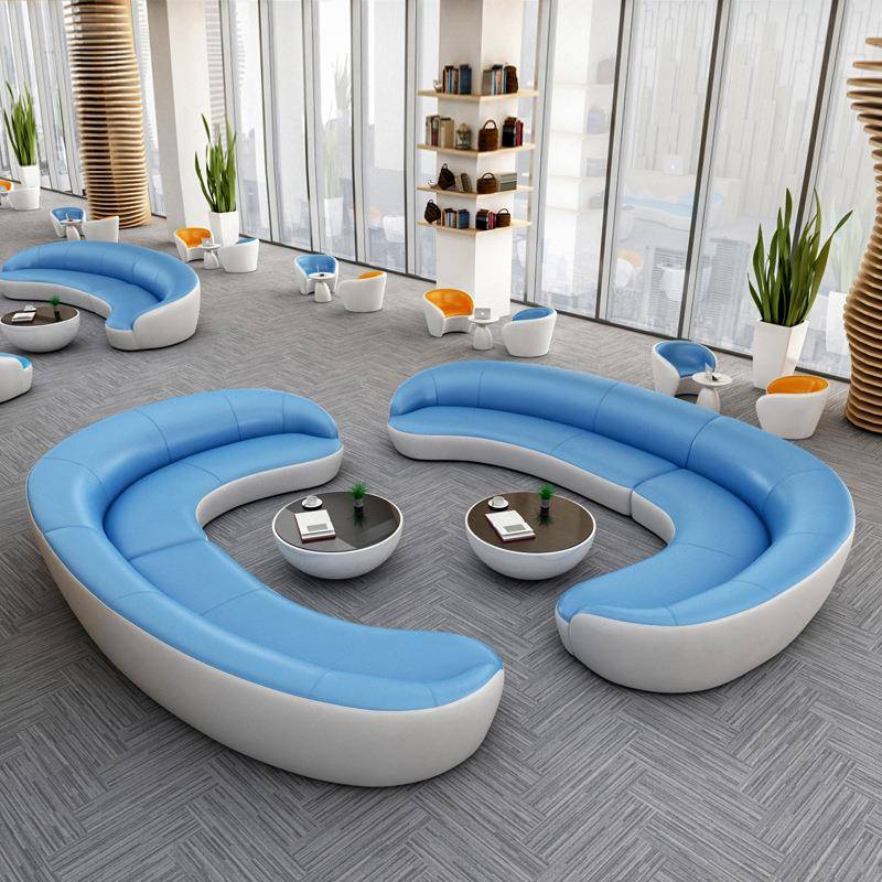 创意办公皮艺沙发现代简约休闲商务大堂休息区接待厅会客异形组合