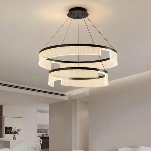 北欧简约现代轻奢别墅客厅灯复式大吊灯卧室意式圆环大厅餐厅灯具