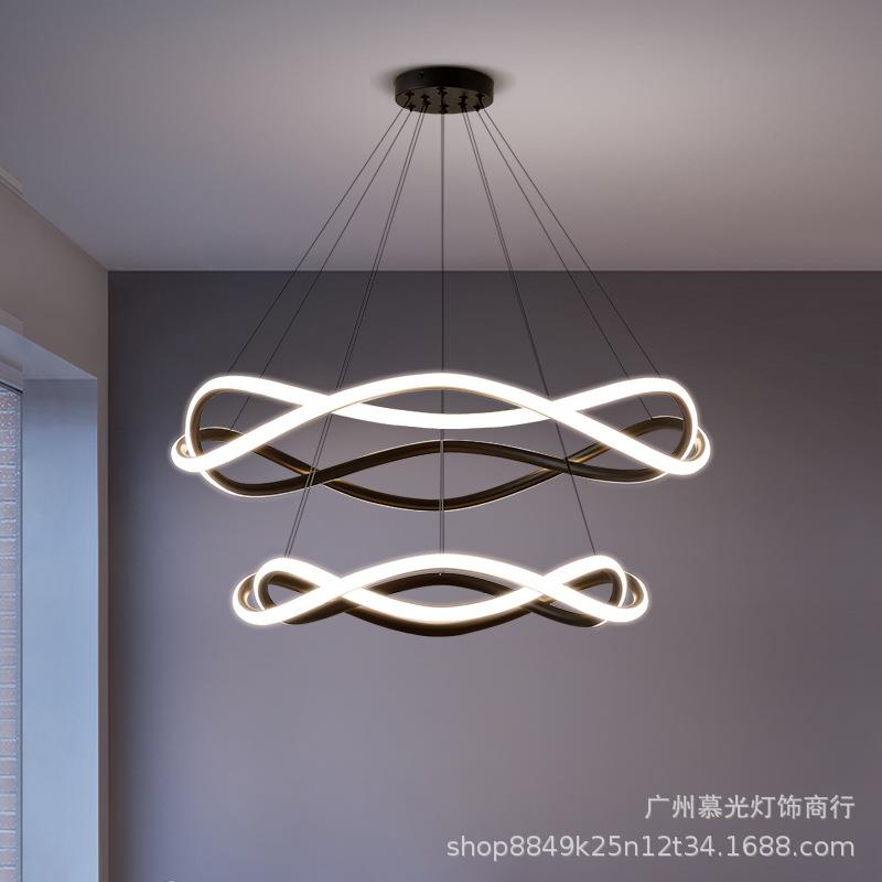 客厅吊灯北欧创意艺术大厅主灯具现代简约轻奢圆环led餐厅吊灯饰