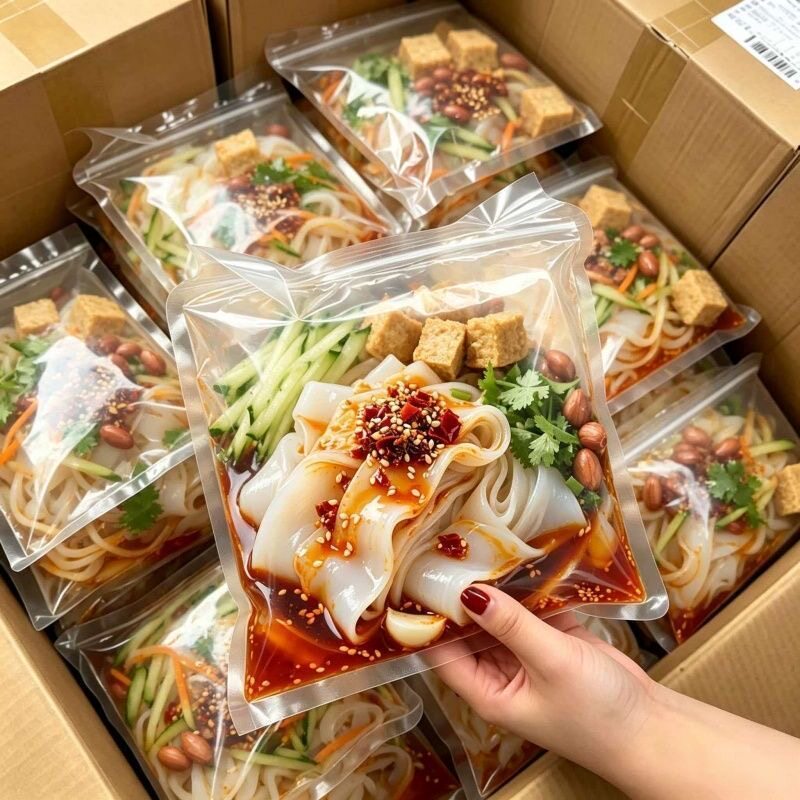 正宗麻酱凉皮红油湿面皮免煮免泡开袋即食常温保存纯手工新鲜凉皮