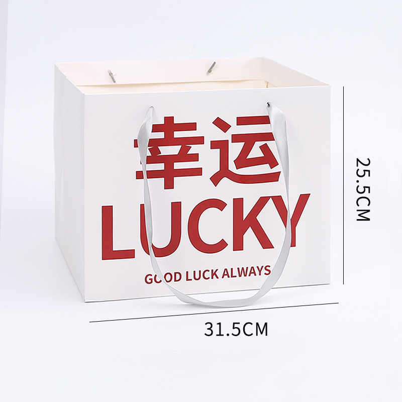 现货唐德 耶诞节礼物鲜花花束方形橱窗手提袋 花店礼品包装花盒手