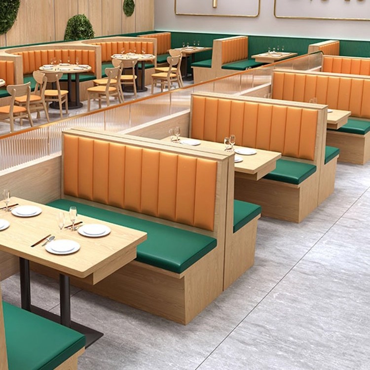 西餐厅面馆快餐小吃店桌椅组合餐厅实木双人半圆靠墙卡座沙发