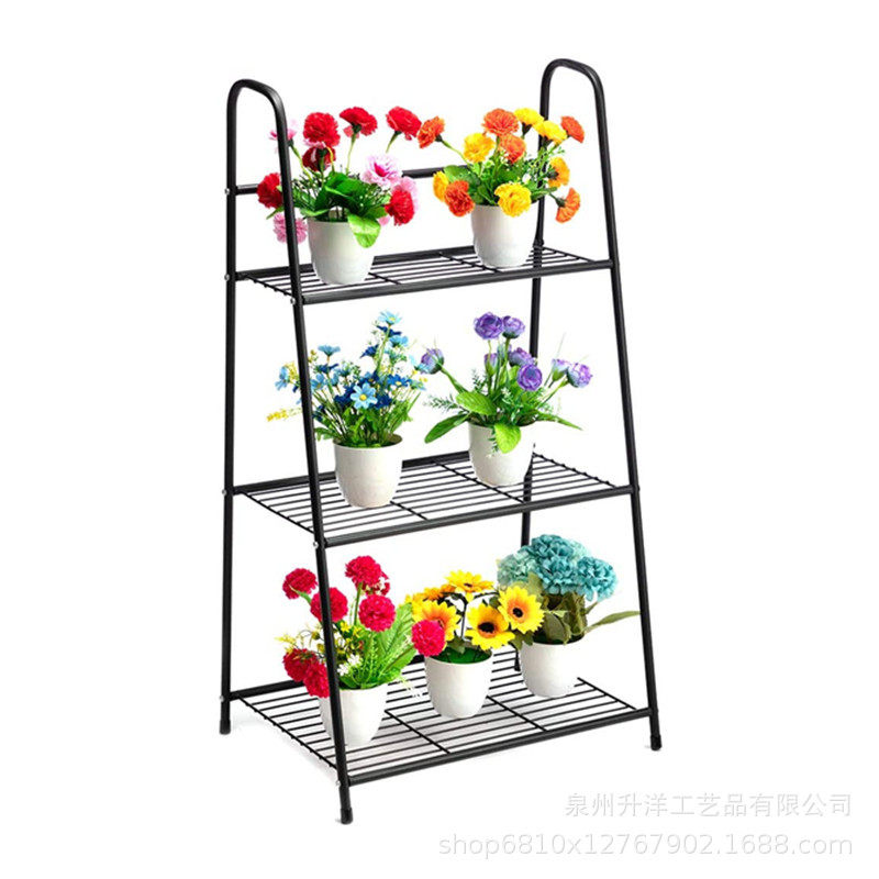 铁艺3层金属花架植物支架梯形室内室外花盆架子客厅阳台花盆架子