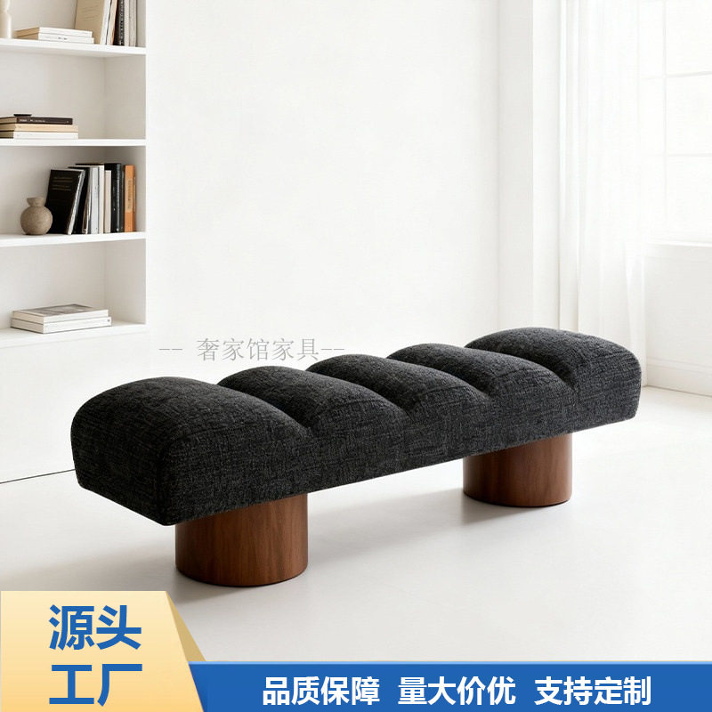 意式轻奢布艺可躺长条沙发凳