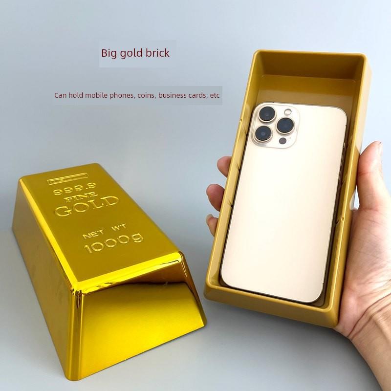 彷真大金砖金条摆件黄金块模型名片盒婚庆装饰年会抽奖收纳糖果盒