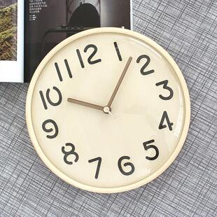 MJK简约现代实木挂钟客厅家用时尚个性创意时钟静音挂墙轻奢北欧