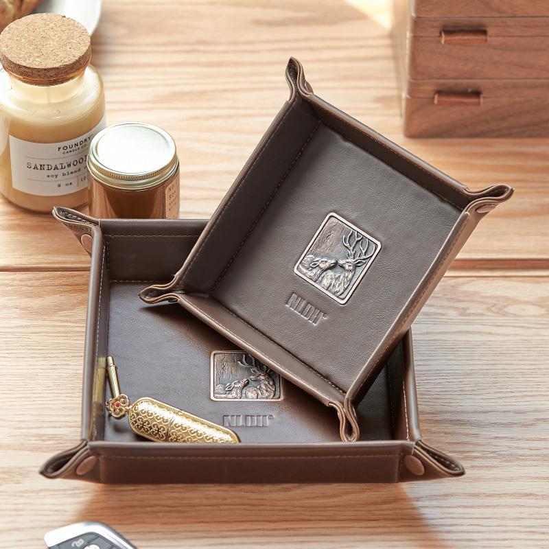 玄关钥匙收纳盒进门口放钥匙收纳盘桌面遥控器首饰收纳盒两件套