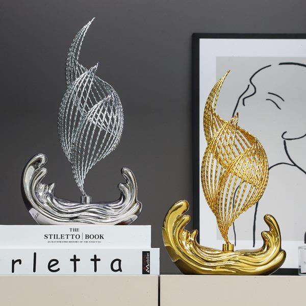 风生水起摆件现代轻奢客厅玄关酒柜创意摆件办公室电视柜工艺品