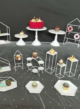 白色甜品台摆件展示架蛋糕托盘下午茶点心架冷餐茶歇摆台家用果盘