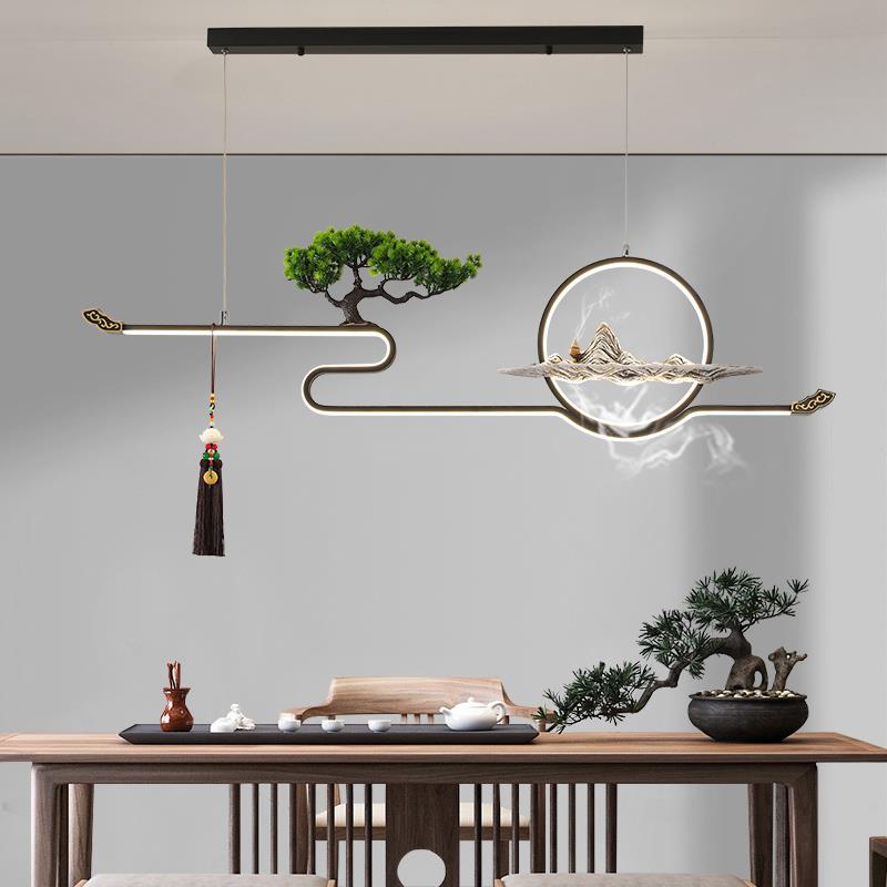 新中式吊灯客厅饭厅吧台中国风长条书房禅意中式创意茶室茶台灯具
